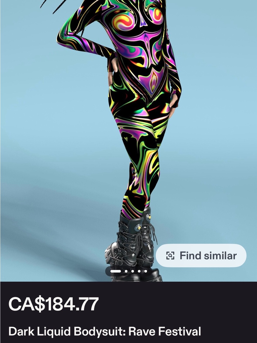 Crazy Catz Dark Liquid Rave Bodysuit Rave Festival  - Multicolor